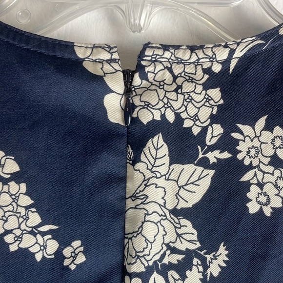 NEW Rebecca Taylor Gabrielle Floral Puff-Sleeve Jumpsuit Navy & Beige Sz 2 - Picture 9 of 15